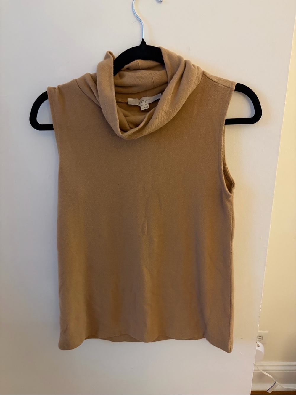 LOFT Sleeveless Cowl Neck Sweater - Camel/Tan